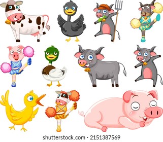 Wild animals with happy smile illustration