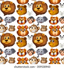 Wild animals head with happy face illustration