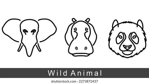 Wild Animals Icon elephant panda hippo