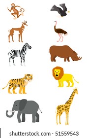Wild animals icon set