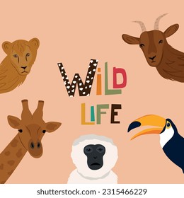 Wild Animals Icon Vector Design.