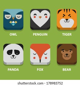 wild animals icons set