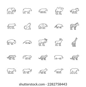 Wild Animals icons set. Vector illustration.