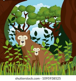 wild animals in the jungle scene
