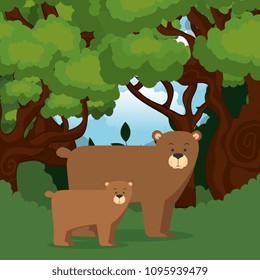wild animals in the jungle scene