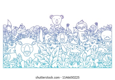 wild animals in the jungle scene
