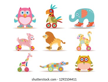 WILD ANIMALS, JUNGLE ANIMALS WITH WHEELS OR SNEAKERS