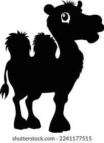 Wild animals living in Africa. Camel . Cartoon. Silhouette.