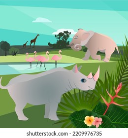 Wild animals in nature. Exotic african fauna scene