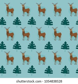 Wild animals and nature pattern background