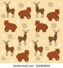 Wild animals and nature pattern background