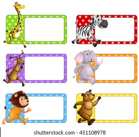 Wild Animals On Square Tags Illustration Stock Vector (Royalty Free ...