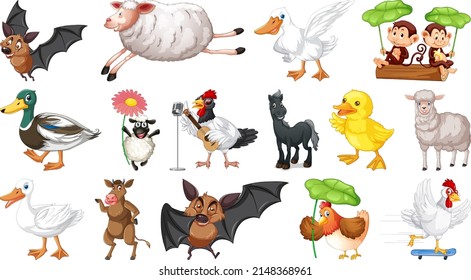Wild animals on white background illustration