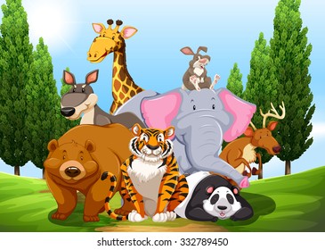 Wild Animals Park Illustration Stock Vector (Royalty Free) 332789450 ...