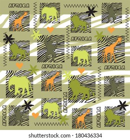 wild animals pattern vector illustration