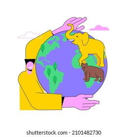 Wild animals protection abstract concept vector illustration. Wildlife preservation, biodiversity protection, save wild animals, population control, prevent species extinction abstract metaphor.