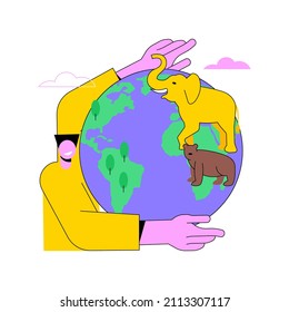 Wild animals protection abstract concept vector illustration. Wildlife preservation, biodiversity protection, save wild animals, population control, prevent species extinction abstract metaphor.