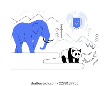 Wild animals protection abstract concept vector illustration. Wildlife preservation, biodiversity protection, save wild animals, population control, prevent species extinction abstract metaphor.