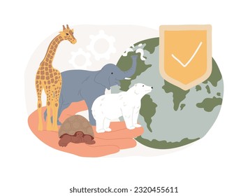 Wild animals protection isolated concept vector illustration. Wildlife preservation, biodiversity protection, save wild animals, population control, prevent species extinction vector concept.