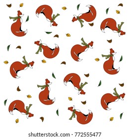 Wild animals. Red fox in a scarf