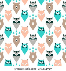 Wild animals seamless pattern.