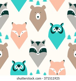 Wild animals seamless pattern.