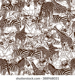 Wild animals seamless pattern. Vector illustration