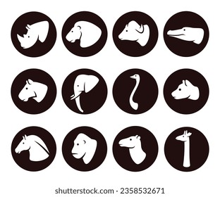 Wild animals set. African animals collection icons. Vector