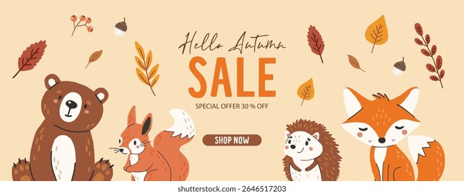 Animais selvagens conjunto isolado, animais de floresta bonito, crianças vetor, design para cartazes, adesivos, banners