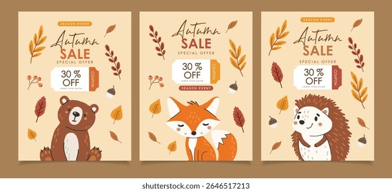 Wild animals set isolated, cute forest animals, kids vector, design for posters, stickers, banners