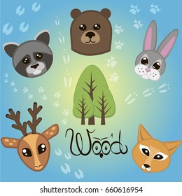 wild animals set with title