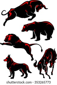 Wild Animals Set-Simplified animal silhouettes in the wild