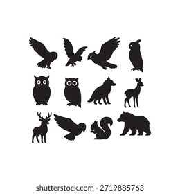 Pacote de Ilustrações de Sombra de Animais Selvagens