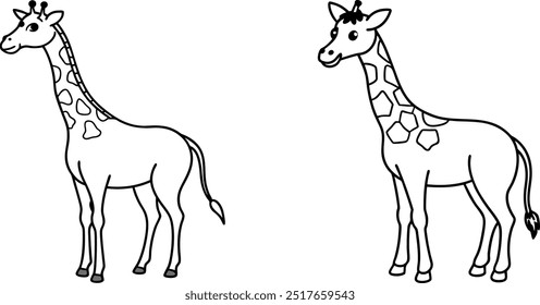 Wild animals silhouette, giraffe outline