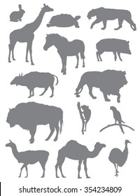 Wild animals silhouette, vector illustration
