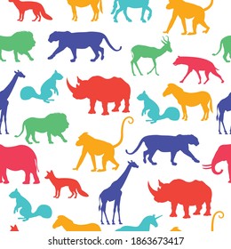 Wild Animals Silhouette Vector Repeat Seamless Background Pattern