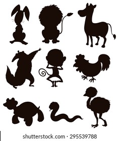 Wild animals sketches in black and white