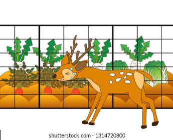 Wild animals that can not eat crops because of fence. It is an iron fence made by a farmer so that the field is not destroyed.