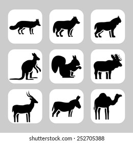 Wild animals vector icon collection