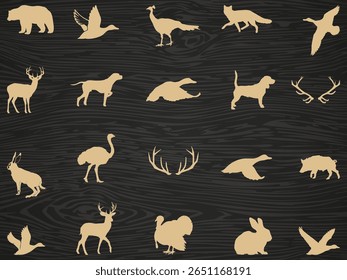 wild animals vector illustration, hunting mammals graphic design