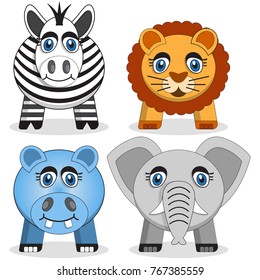 Wild animals. Vector illustration. Isolated on white background.