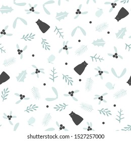 Wild animals vector seamless pattern with polar bear in the forest. Retro style background, cute vintage template for wrapping paper, web design, patchwork, sewing or sheet fabric