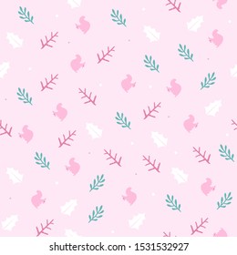 Wild animals vector seamless pattern with polar bear in the forest. Retro style background, cute vintage template for wrapping paper, web design, patchwork, sewing or sheet fabric