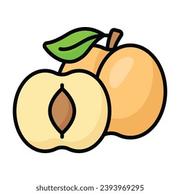 Diseño vectorial de albaricoque silvestre, icono de fruta sana