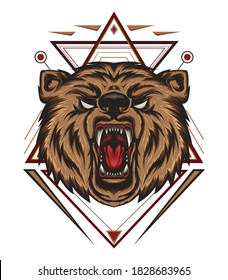 wild bear design template. angry bear emblem.