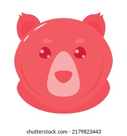wild bear face on white background