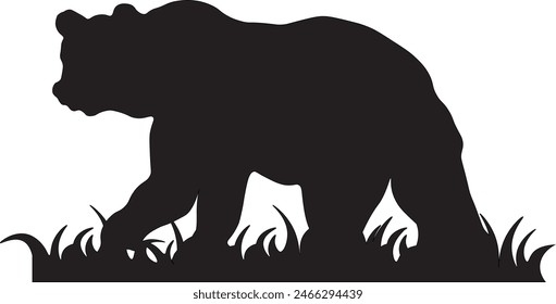 Wild bear in forest illustration template 