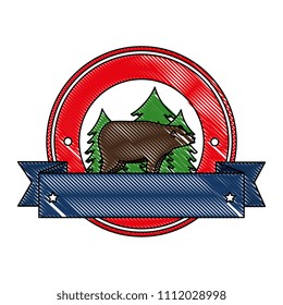 wild bear grizzly with ribbon frame