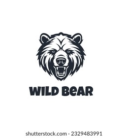 Wild Bear icon logo design template. silhouette of a bear's head from the front logo vector illustration