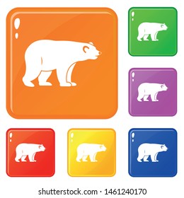 Wild bear icons set collection vector 6 color isolated on white background